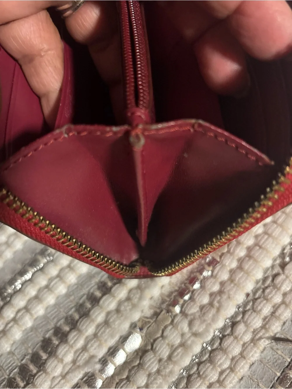 Marc Jacobs Red Leather Zip Wallet with Gold Plaque